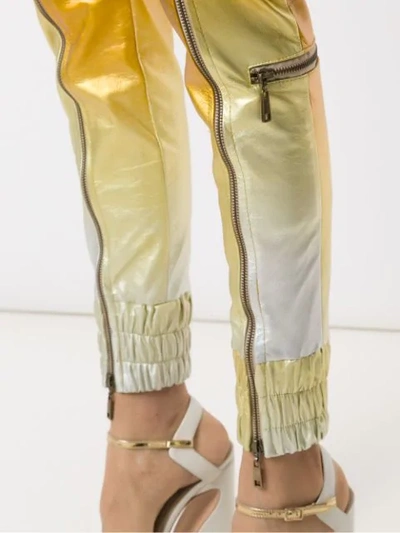 Shop Andrea Bogosian Tonal Leather Skinny Trousers In Gold