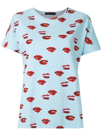 Shop Andrea Marques Printed Batwing Sleeves T-shirt In Blue