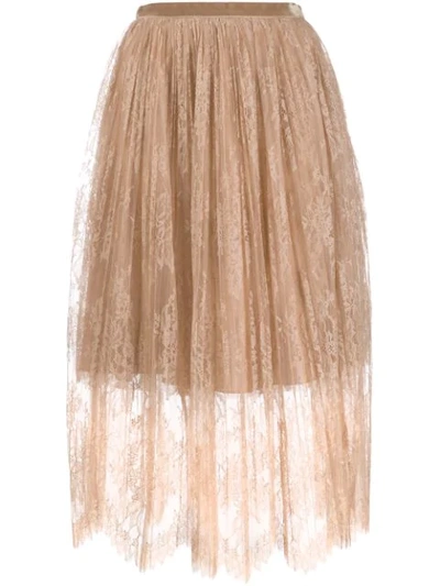 Shop Vivetta Layered Lace Skirt In Neutrals