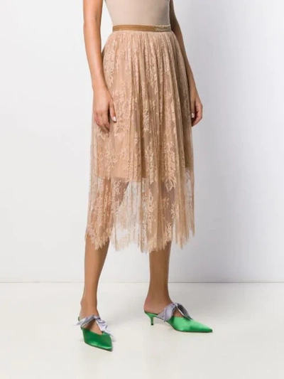 Shop Vivetta Layered Lace Skirt In Neutrals