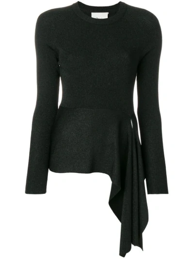 3.1 Phillip Lim Black Lurex Waist Tie Pullover