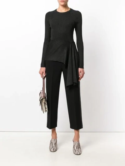 3.1 Phillip Lim Black Lurex Waist Tie Pullover