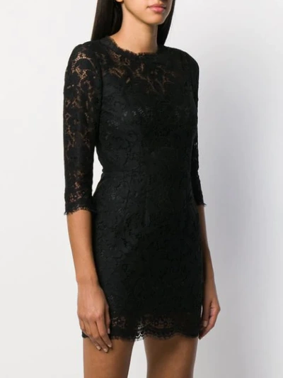 Shop Dolce & Gabbana Lace Short Dress In Black
