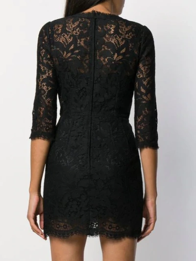 Shop Dolce & Gabbana Lace Short Dress In Black