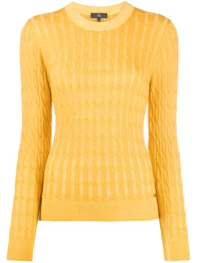 Shop Fay Cable-knit Slim-fit Jumper In Rdqg401 Yellow