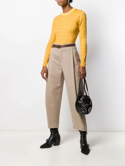 Shop Fay Cable-knit Slim-fit Jumper In Rdqg401 Yellow