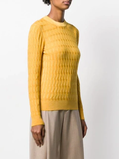 Shop Fay Cable-knit Slim-fit Jumper In Rdqg401 Yellow