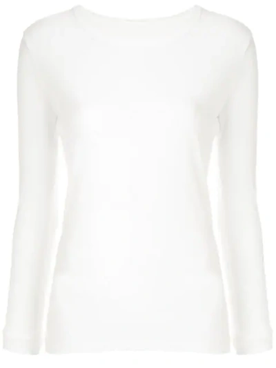 Shop Yohji Yamamoto Sheer Long Sleeved Top In White