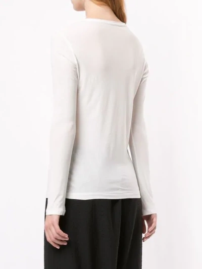 Shop Yohji Yamamoto Sheer Long Sleeved Top In White