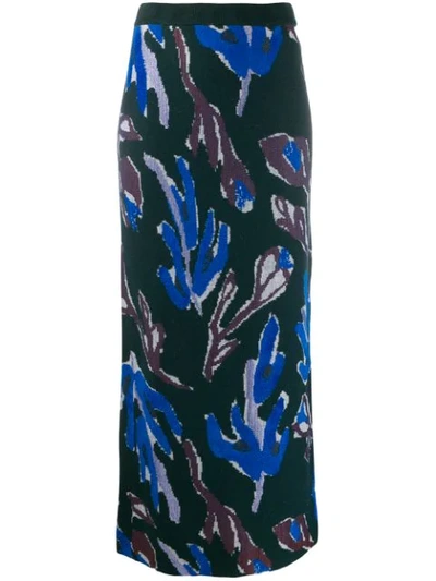 Shop Christian Wijnants Floral Knit Skirt In Green