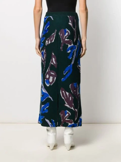 Shop Christian Wijnants Floral Knit Skirt In Green