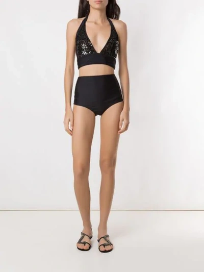 Shop Amir Slama Sequinned Bikini Set In Black