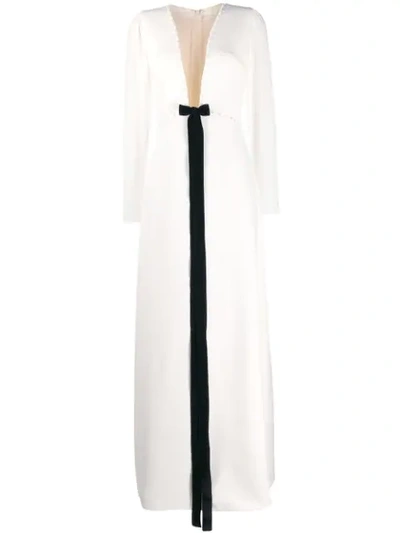 Shop Loulou Plunge Evening Dress In White