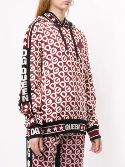 Shop Dolce & Gabbana Loose-fit Logo-print Hoodie In Red