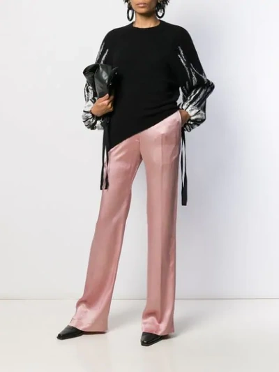 Shop Ann Demeulemeester Satin Wide-leg Trousers In Pink