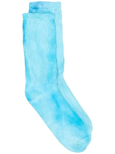 Shop Collina Strada Tie-dye Print Socks In Turquoise