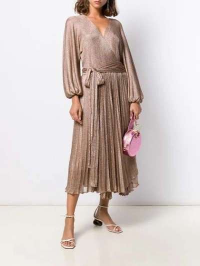 Shop Maria Lucia Hohan Millie Metallic-knit Wrap Dress In Neutrals