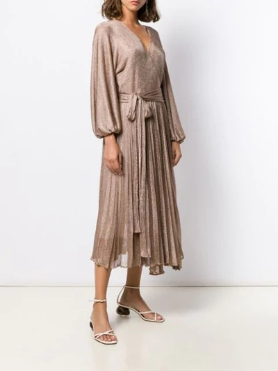 Shop Maria Lucia Hohan Millie Metallic-knit Wrap Dress In Neutrals