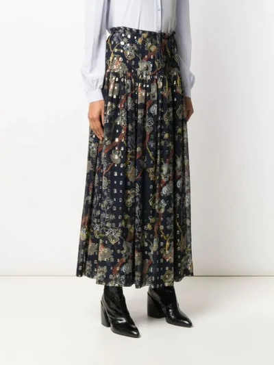 Shop Chloé Floral-print Maxi Skirt In Blue