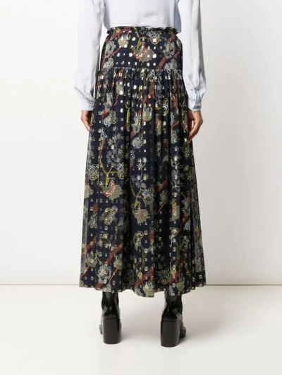 Shop Chloé Floral-print Maxi Skirt In Blue