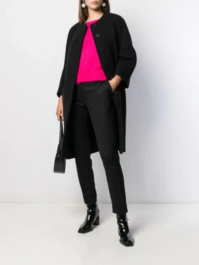 Shop Gianluca Capannolo Collarless Cocoon Coat In Black