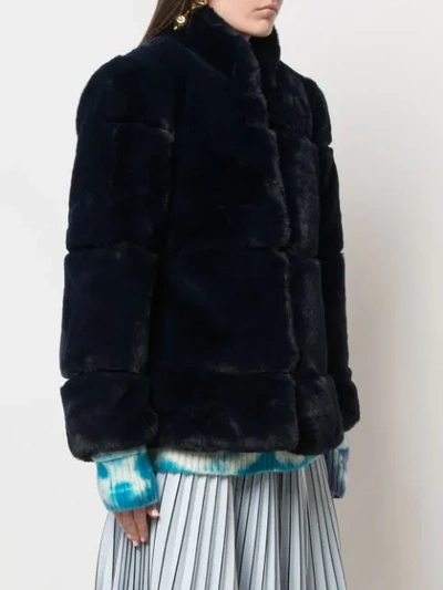 Shop Apparis Sarah Faux Fur Coat In Blue