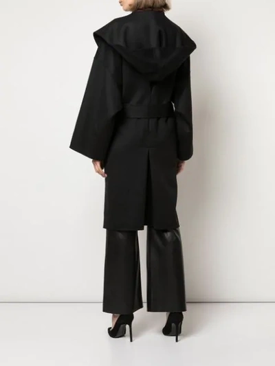 Shop Loewe Oversized Hood Belted Coat In Black