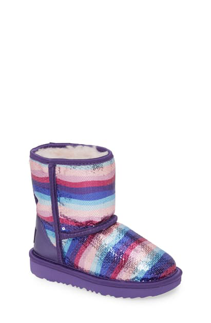 Ugg Kids' Toddler Girl's Classic Ii Rainbow Sequin Short Boot In Violet ...