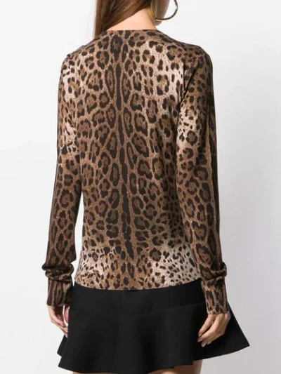 Shop Dolce & Gabbana Leopard Knitted Jumper In Brown