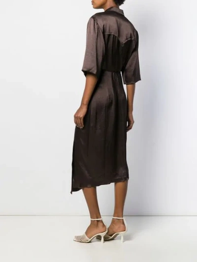 Shop Nanushka Lais Wrap Dress In Brown