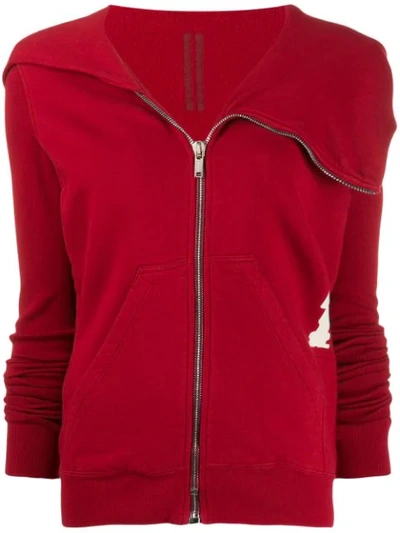 Shop Rick Owens Drkshdw Zipped-up Sweatshirt In 0321 Cherry/natural