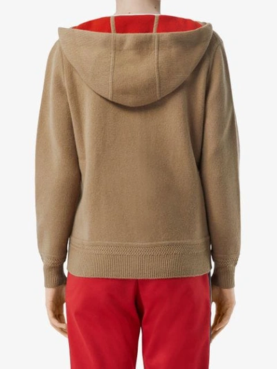 Shop Burberry Embroidered-logo Cashmere Hoodie In Neutrals