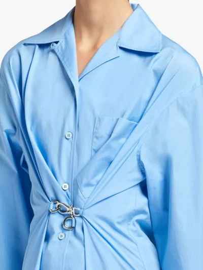 Shop Prada Hook-detail Long Shirt In Blue