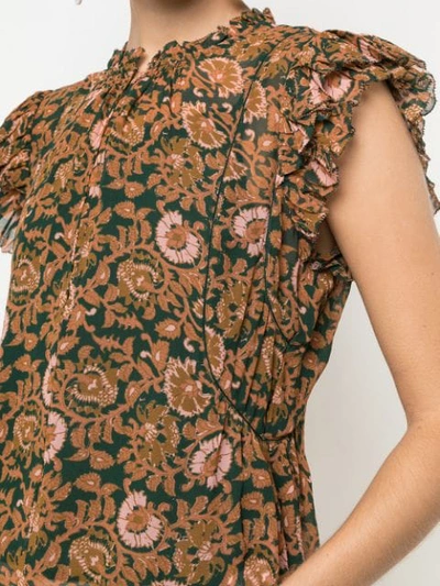 Shop Apiece Apart Short-sleeve Floral Top In Orange ,green