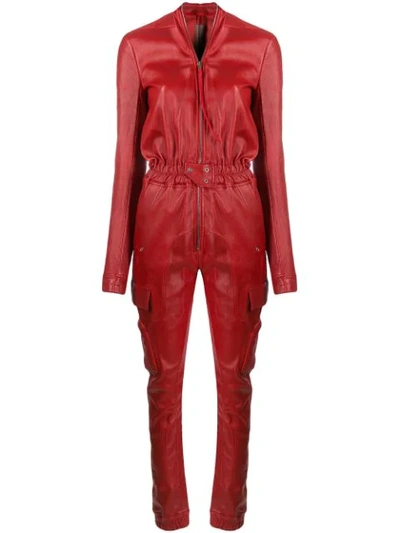 Shop Rick Owens Larry Cargo Boiler Suit In Red