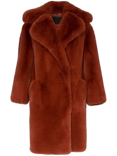 Shop Givenchy Single Breasted Oversized Faux Fur Coat In Orange