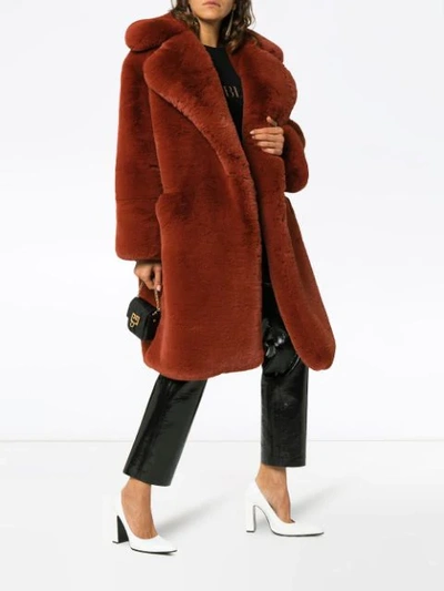 Shop Givenchy Single Breasted Oversized Faux Fur Coat In Orange