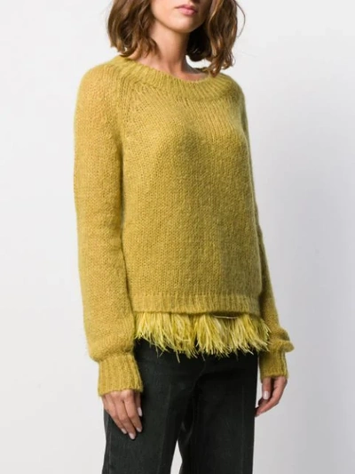 Shop Twinset Feathered Hem Jumper In Yellow