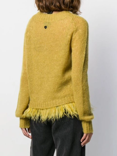 Shop Twinset Feathered Hem Jumper In Yellow