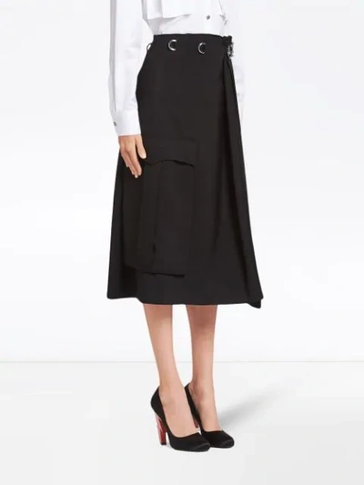 Shop Prada A-line Buckle Skirt In F0002 Black