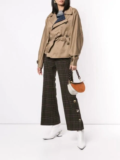 Shop Portspure Belted Oversized Jacket In Brown