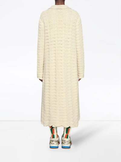 Shop Gucci Oversized Crochet Cardigan In White