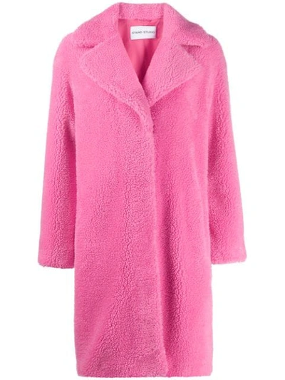 Shop Stand Studio Faux Shearling Coat In Pink