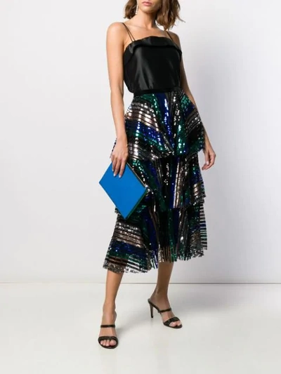 Shop In The Mood For Love Tiered Sequin Skirt In Black