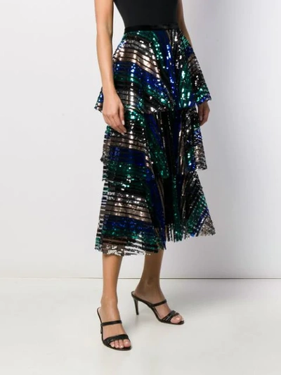 Shop In The Mood For Love Tiered Sequin Skirt In Black