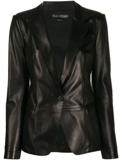 Shop Tom Ford Tailored Leather Blazer In Black