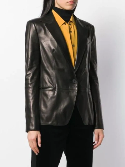 Shop Tom Ford Tailored Leather Blazer In Black