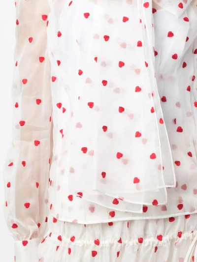 Shop Brock Collection Heart-print Sheer Blouse In White