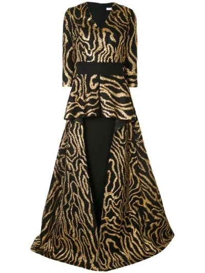 Shop Safiyaa London Helia Gown In Black/gold