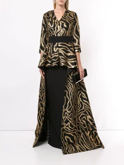 Shop Safiyaa London Helia Gown In Black/gold